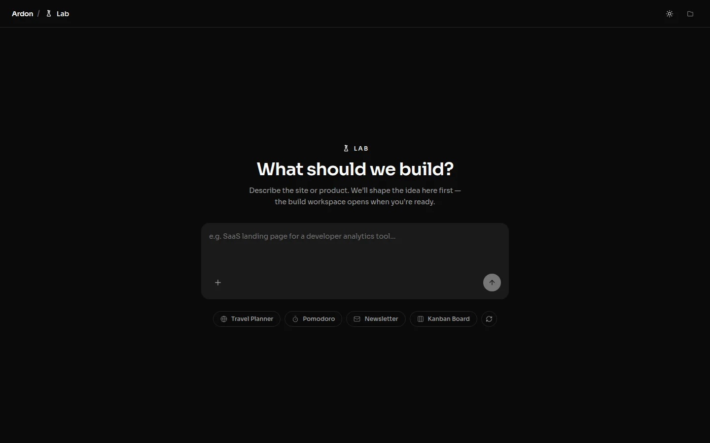 Lab : « What should we build? », la zone de brief et des idées de projets