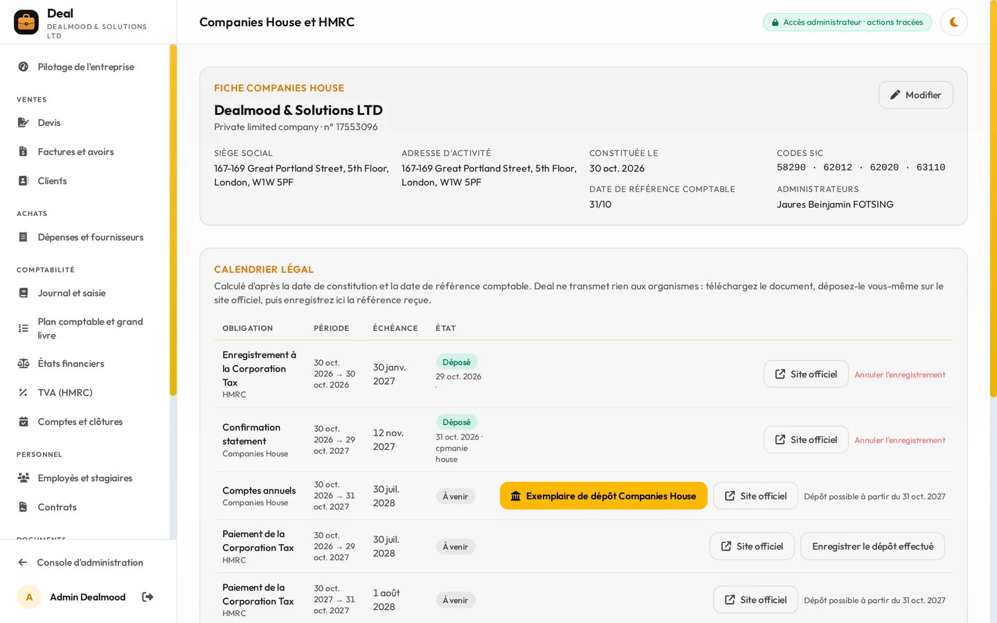 Companies House und HMRC: das Firmenprofil und der gesetzliche Kalender, mit dem Einreichungsexemplar der Jahresrechnung