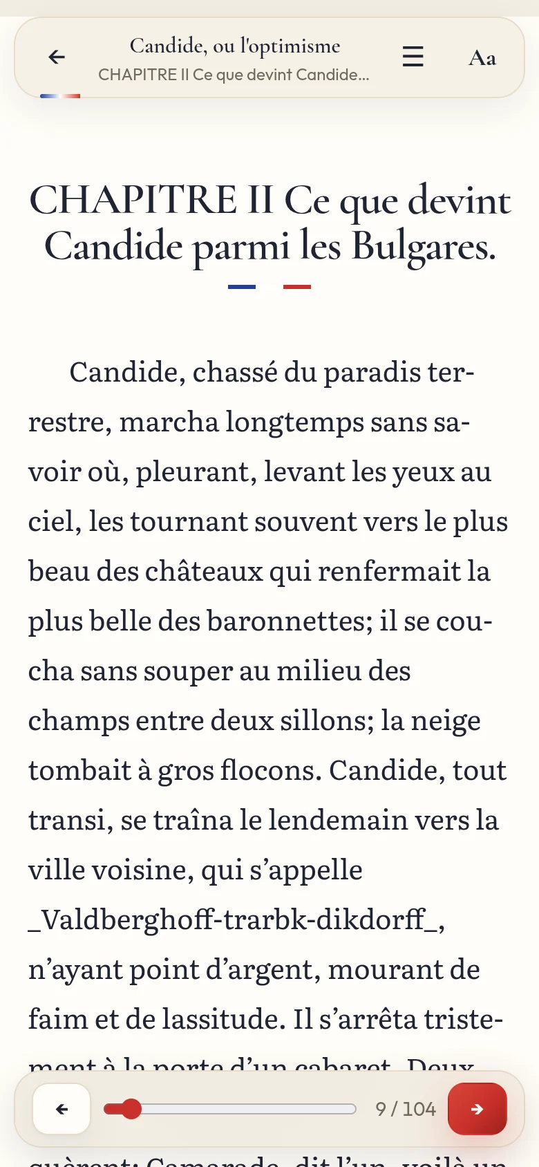 Describe on mobile: a page being read