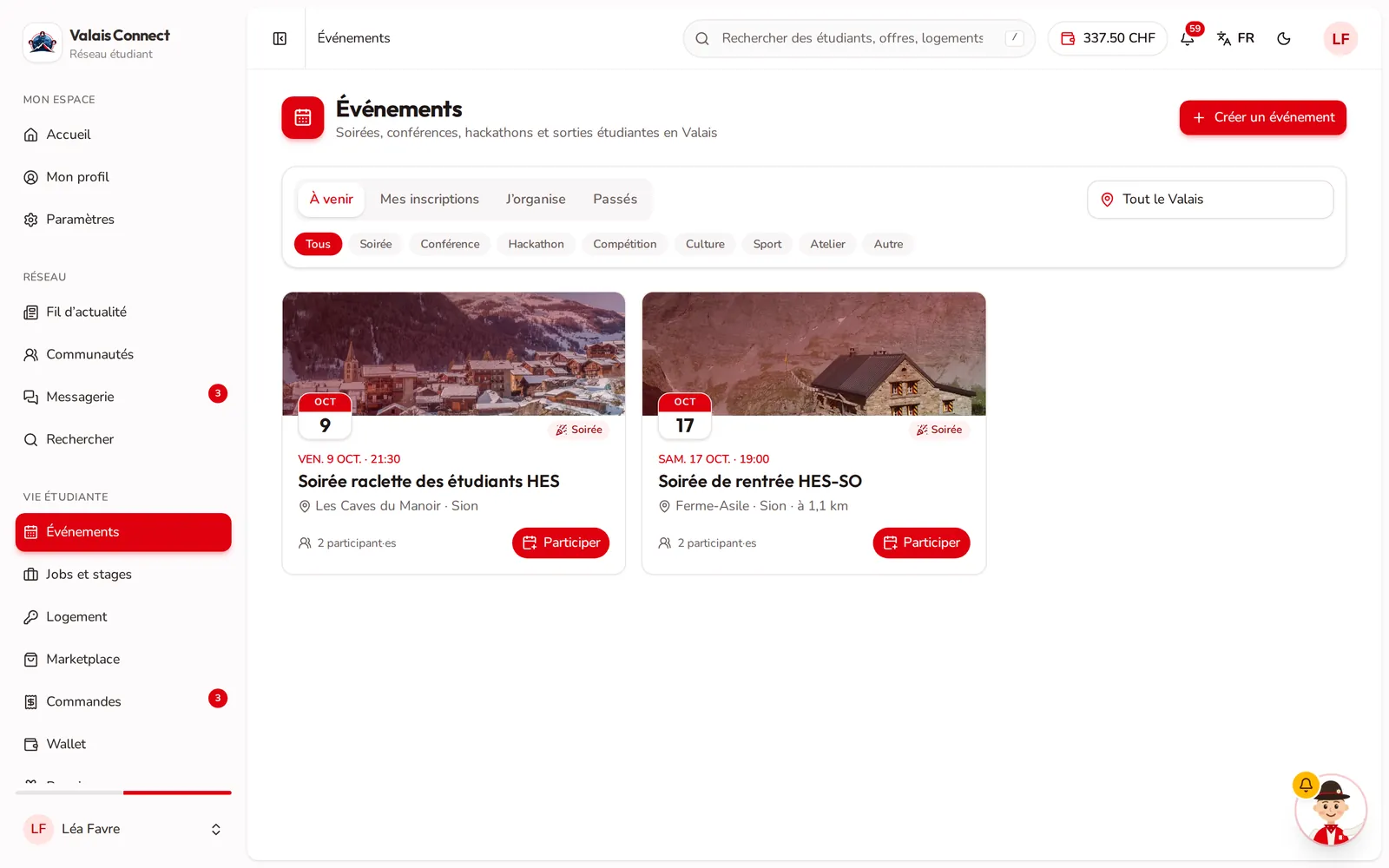 Valais Connect: calendario degli eventi studenteschi in Vallese