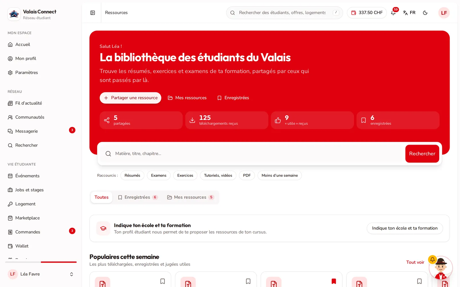 Valais Connect: biblioteca di materiali di studio condivisi